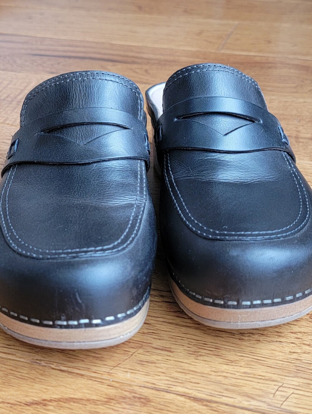 Dansko Bel Oiled Mule Womens 37 6.5 7 Black Leather Slip On Pull Up Penny Loafer - Picture 3 of 9